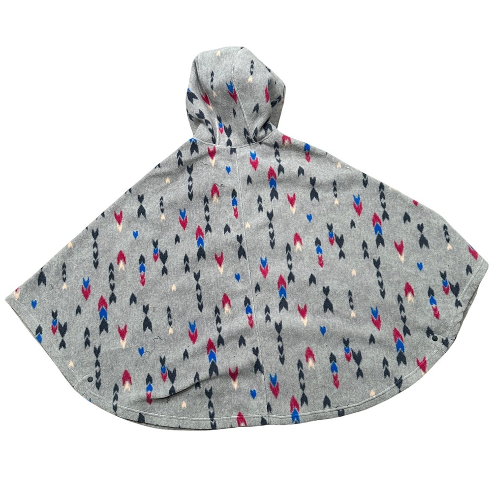 Patagonia Synchilla Fleece Poncho Grey Geometric Full Zip Hooded Cape M/L 25285 - Picture 3 of 14